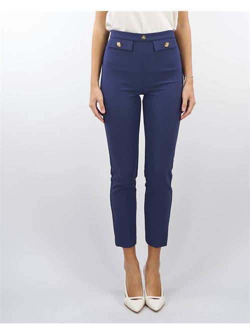 Straight trousers in stretch crepe with logo rivet Elisabetta Franchi ELISABETTA FRANCHI | Pants | PA02446E2B75